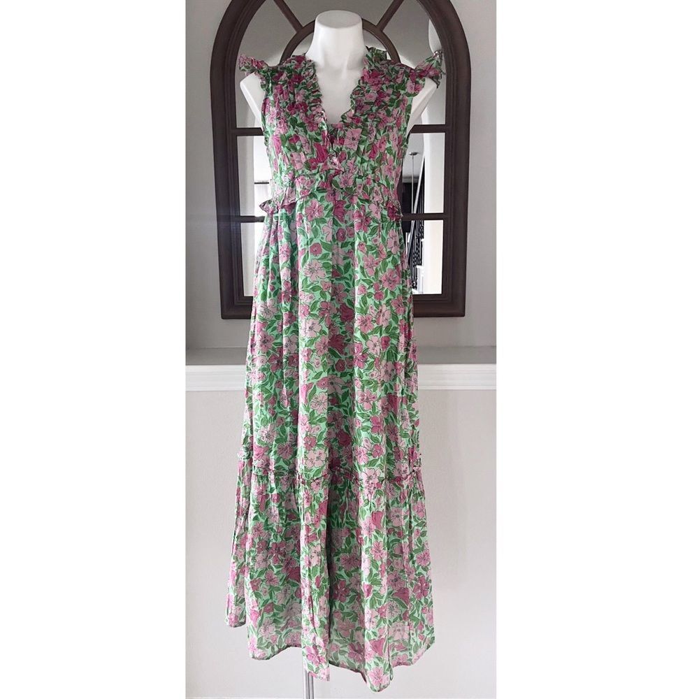 Banjanan Constance Floral Print Ruffled Dress, Patina, NWT, Size S - Picture 5 of 11